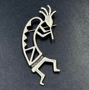 Belinda Woody BW Signed Navajo Sterling Silver Hopi Kokopelli‎ Fertility Brooch